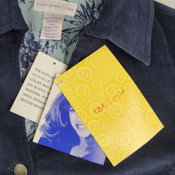 Susan Graver Corduroy Button Front Blazer Jacket Sz L - Picture 9 of 16